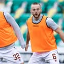 EDINBURGH, SCOTLAND - FEBRUARY 27: Motherwell's Allan Campbell warming up during the Scottish Premiership match between Hibernian and Motherwell at Easter Road on February 27, 2021, in Edinburgh, Scotland. (Photo by Alan Harvey / SNS Group)