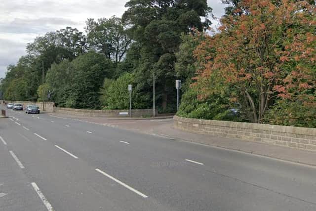 The Vauxhall Corsa car was being pursued when it collided with the wall at the junction of Queensferry Road and Barnton Park Drive. Pic: Google