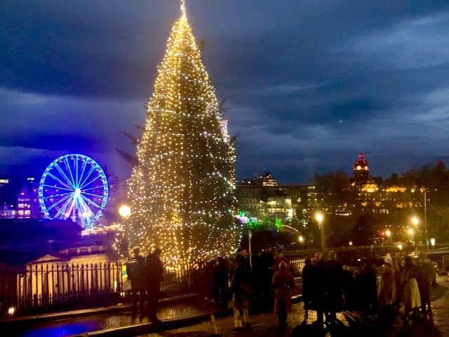 Edinburgh’s Christmas tree lights were turned on at around 4.30pm on Monday, November 20