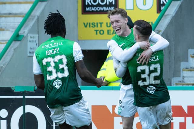 Jake Doyle-Hayes is all smiles after scoring to put his side in front against Ross County. Picture: SNS