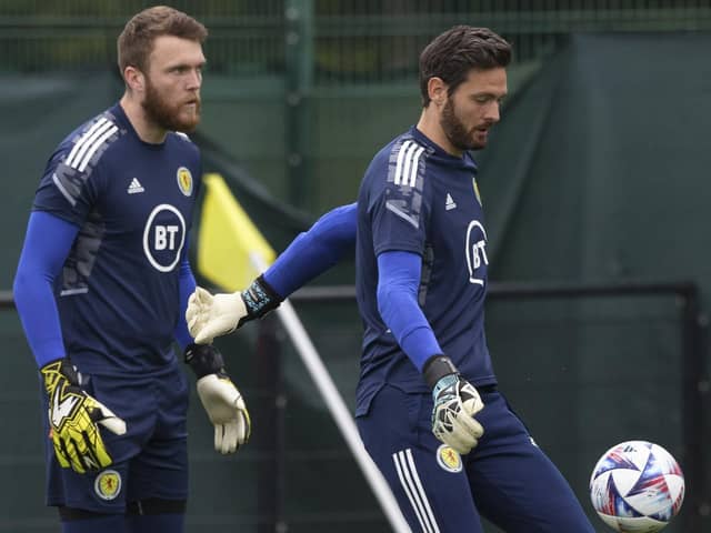 Zander Clark and Craig Gordon in Scotland training last summer before the former became a team-mate to the elder statesman at Hearts. Picture: SNS