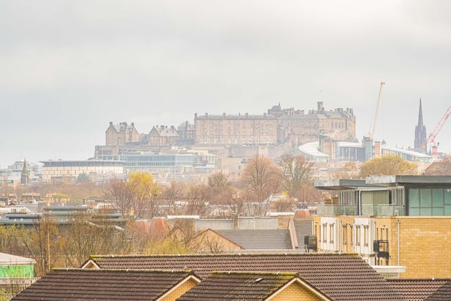 The stunning view of Edinburgh Castle from the Slateford flat's balcony.