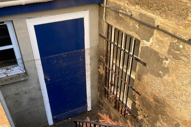 The water mark can be seen most of the way up a door to Canonmills Baptist Church. Pic: Contributed