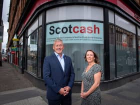 Stephen Pearson, chair of Financial Inclusion for Scotland, with Sharon MacPherson, CEO of Scotcash. Picture: contributed.