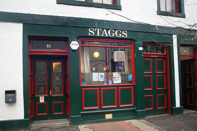 Also known as the Volunteer Arms, Staggs Bar in North High Street, Musselburgh, has been run by the same family since 1858. It won Scotland and Northern Ireland CAMRA Pub of the Year in 2018.
