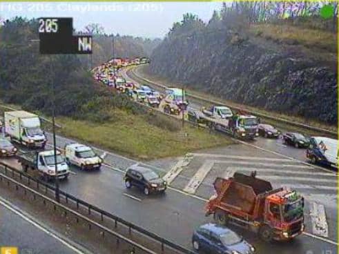 Traffic building up near J2 on the M8 following collision picture: Traffic Scotland
