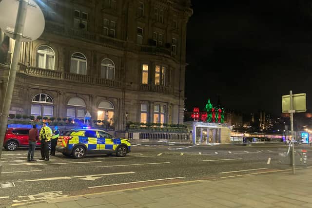 Police closed Princes Street and evacuated all buildings, including a hotel and Waverley station