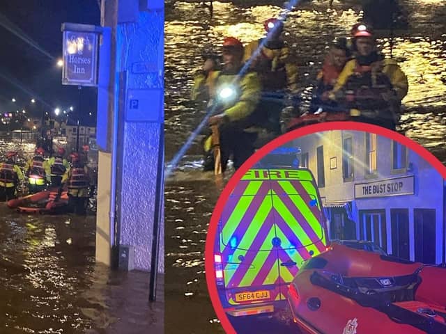 Four were rescued from the premises affected by the flooding on Whitesands in Dumfries.