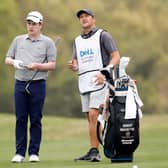 Bob MacIntyre and caddie Mikey Thomson talk tactics during the World Golf Championships-Dell Technologies Match Play at Austin Country Club in Texas. Picture: Michael Reaves/Getty Images.