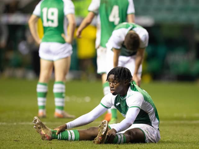 Dejection for Kanayo Megwa at full time. Picture: Ewan Bootman / SNS