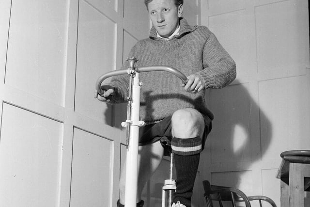 Hearts footballer Don Kerrigan is pictured in the Tynecastle treatment room in 1965.