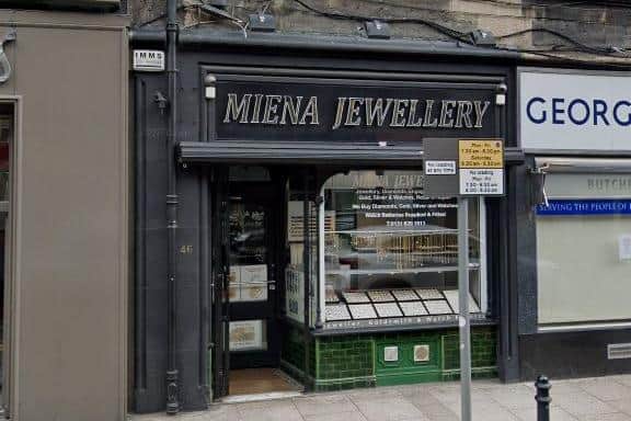 Four men will stand trial over two alleged armed robberies, one of which concerns Miena Jewellery in Leith. Pic: Google