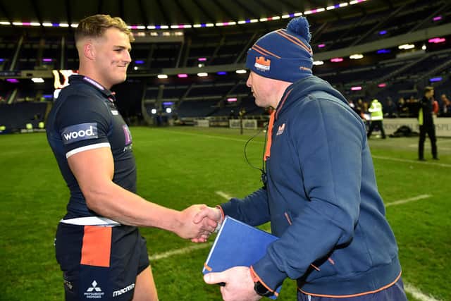 Edinburgh coach Richard Cockerill, right, will bid farewell to Duhan van der Merwe at the end of the season when the winger joins Worcester.