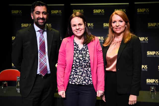 SNP leadership candidates Humza Yousaf, Kate Forbes and Ash Regan appeared together at a whole series of party hustings and public debates. Picture: Andy Buchanan/PA Wire