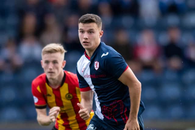 Dylan Tait in action for Raith Rovers during a cinch Championship match against Partick Thistle at Stark's Park