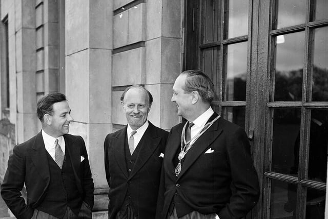 Mr Roger W Young, Sir Basil Spence and Mr J Allan at the George Watson's College Founder Day in March 1963.