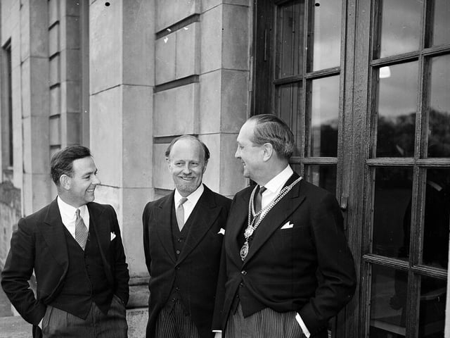 Mr Roger W Young, Sir Basil Spence and Mr J Allan at the George Watson's College Founder Day in March 1963.