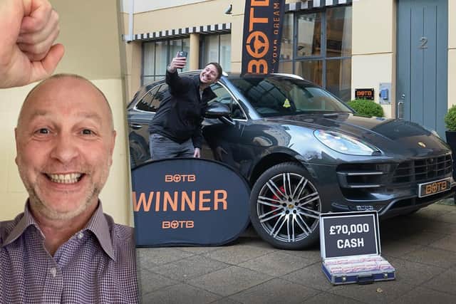 Stuart Rollo, 51, from Prestonpans, was at work when BOTB’s Christian Williams video-called him to tell him he was this week’s dream car competition winner and the new owner of a Porsche Macan GTS worth almost £60,000. Pic: BOTB