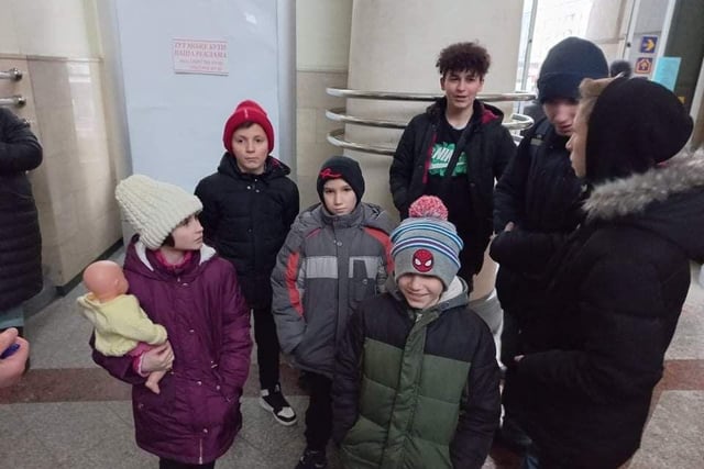 Days after the first move, the charity was able to help more orphans and their 'orphanage mums' - parental figures who run the orphanages - to safety, bringing the total number of orphans rescued to 46. Here are some of the children waiting to board a train to Lviv.