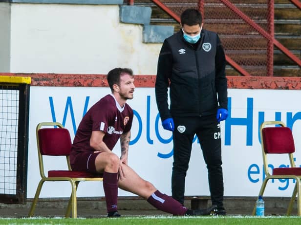 Andy Halliday suffered a tight thigh on his first Hearts appearance against Partick.