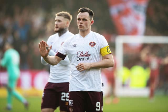 Lawrence Shankland at full-time after Aberdeen beat Hearts 3-0.