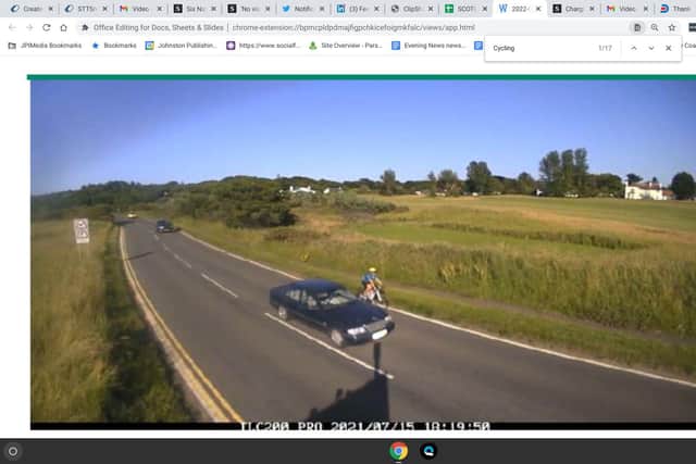 An "extremely dangerous" close pass recorded on Links Road during the trial. Picture: Cycling Scotland