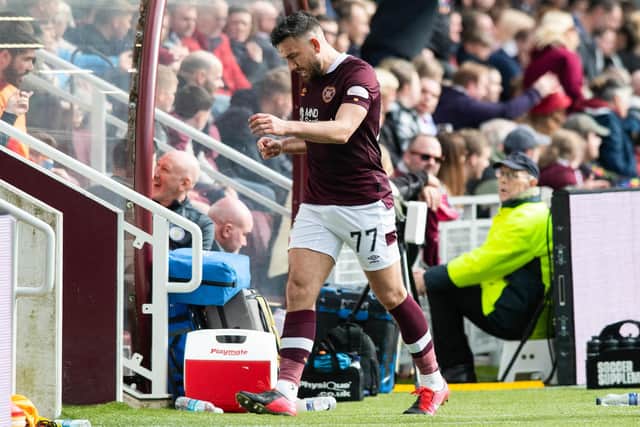 Robert Snodgrass heads up the tunnel after being sent off against St Mirren in Hearts' 2-0 defeat on Saturday. Picture: SNS