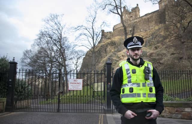 Police outside Princes Street Gardens on King's Stables Road following the incident in January 2018. Pic: Alistair Linford.