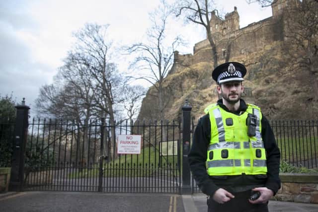 Police outside Princes Street Gardens on King's Stables Road following the incident in January 2018. Pic: Alistair Linford.