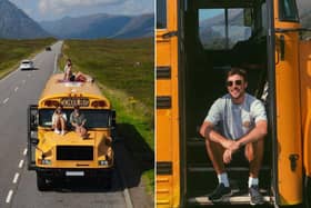 Angus Luff (right) has created The Bonnie Camper, an American school bus adventuring across the Scottish Highlands