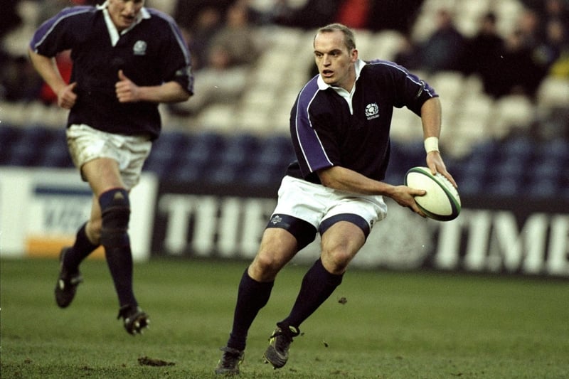 Gregor Townsend of Scotland in action during a Rugby World Cup qualification match against Spain at Murrayfield in Edinburgh in December 1998. Scotland won the game 85-3.