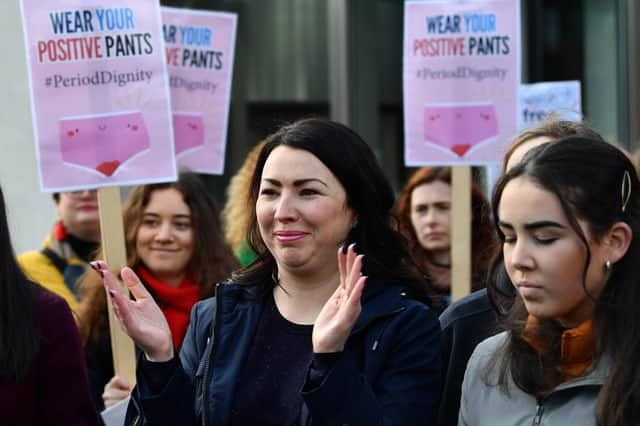 Labour MSP Monica Lennon, centre, deserves praise for her work on the Period Products Bill (Picture: Jeff J Mitchell/Getty Images)