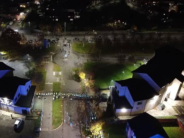 Drone footage of the riots in Niddrie. Picture: Press Association.