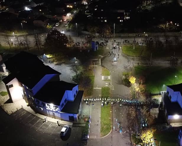 Drone footage of the riots in Niddrie. Picture: Press Association.
