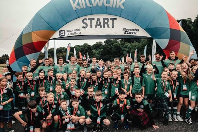 The 300-strong Hibs squad who stepped out on behalf of the Hibernian Community Foundation at this year's Kiltwalk in Edinburgh. New manager Nick Montgomery took part along with several first team players including goalkeeper David Marshall and midfielders James Jeggo and Joe Newell.