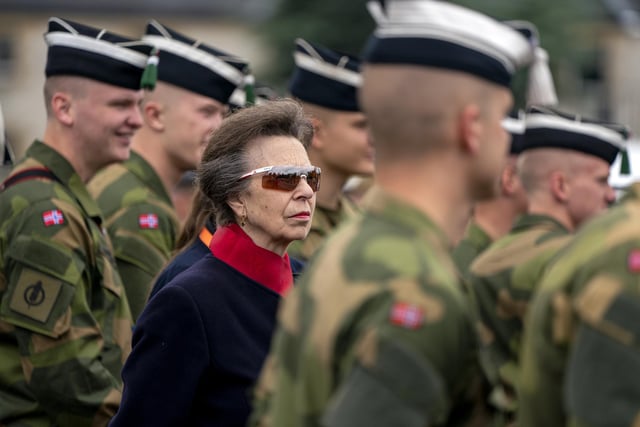 The Princess Royal during a rehearsal for this year's Royal Edinburgh Military Tattoo at Redford Barracks in Edinburgh. This year's show, entitled Stories, celebrates limitless forms of expression through Stories and transports audiences on a journey of ideas, from the earliest campfire stories through to the world stage. Photo credit: Jane Barlow/PA Wire