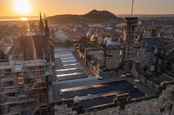 Green ambitions: The solar panels at Edinburgh Castle
Pic: HES