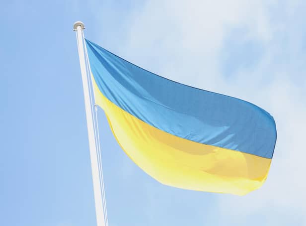 The Ukrainian flag is flown above 10 Downing Street in London, following the Russian invasion of Ukraine. Photo: PA.