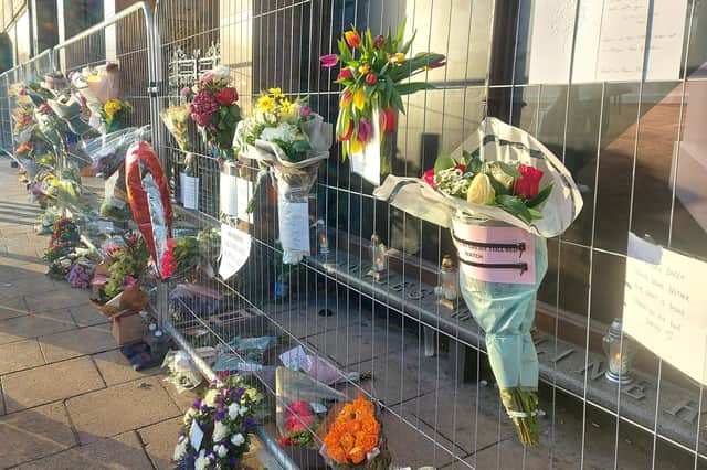 Tributes paid to honour the heroic firefighter, Barry Martin who died in the Jenners blaze.