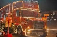 The iconic Coca-Cola Christmas Truck rolled into Edinburgh as part of its annual tour of the UK in the run-up to Christmas.