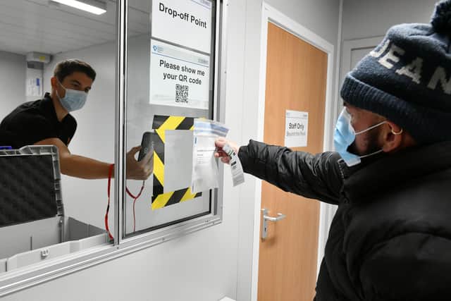 New walk-through coronavirus testing centre at The Engine Shed in Stirling picture: Michael Gillen