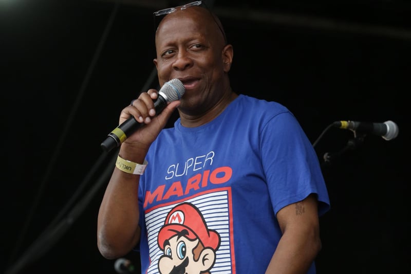 British entertainer, comic, children's television presenter and wrestler, Dave Benson Phillips,  best known for his work presenting Playhouse Disney and The Fun Song Factory, on stage at Let's Rock Scotland.