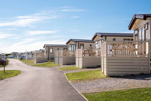 Static caravans at Turnberry Holiday Park for a Scottish staycation with views of the Ayrshire coast.