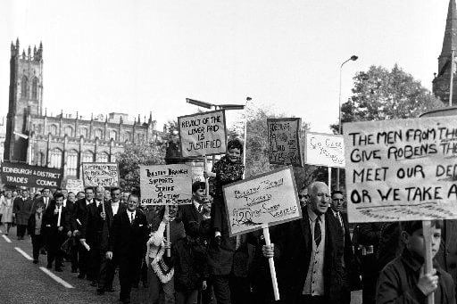 In 1970, miners marched along Lothian Road to make their way to the Usher Hall to rally