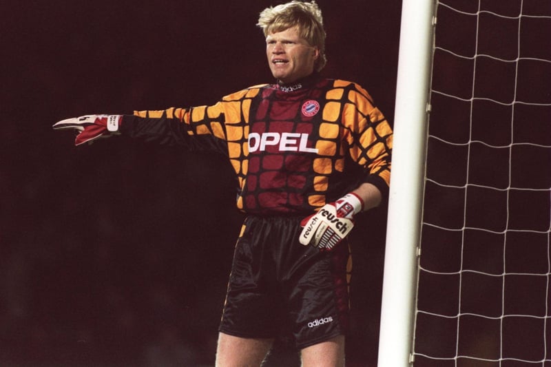 Germany and Bayern Munich goalkeeper Oliver Kahn is pictured during a UEFA Cup second round game against Raith Rovers at Easter Road in Edinburgh in October 1995. Photo: Mike Cooper/Allsport via Getty Images.