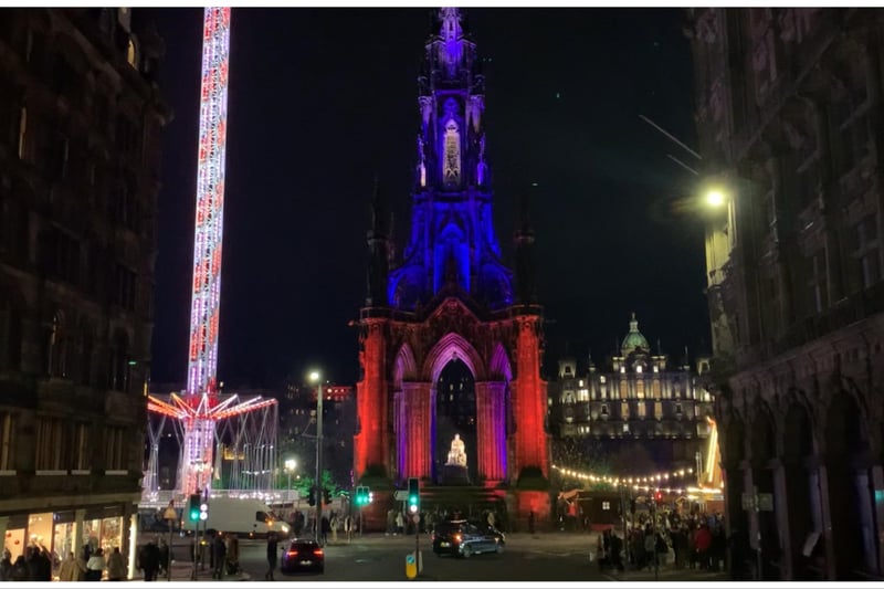 The Scott Monument on Princes Street has been given a bit of a festive makeover.