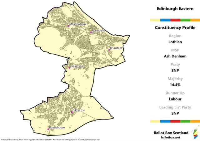 Edinburgh Eastern constituency map. Picture: Allan Faulds/Ballot Box Scotland