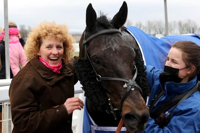 Trainer Lucinda Russell with Grand National entry Mighty Thunder