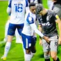 Preston North End's Darnell Fisher grabs hold of Callum Paterson's genitals during Sheffield Wedneday's 1-0 defeat at Deepdale this afternoon.