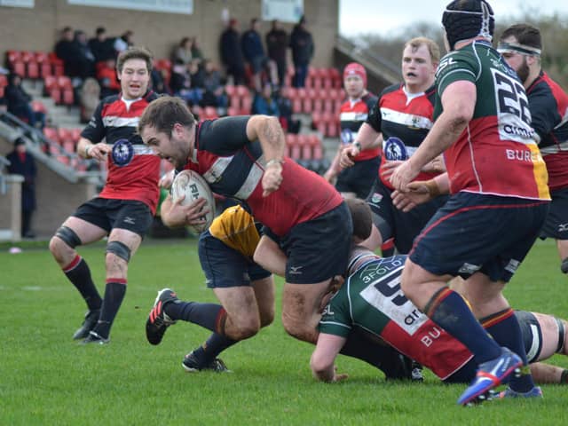 Lasswade captain Stephen Hunter on the charge in what has been a stunning start to the season for the club. Picture: Dean Gibb
